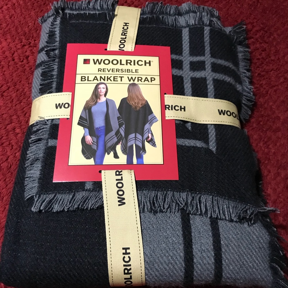 Woolrich Reversible blanket wrap gray and black - Picture 3 of 4